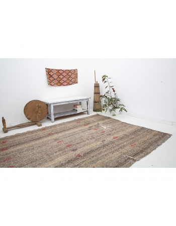 Brown & Gray Vintage Modern Kilim - 6`4" x 9`6"