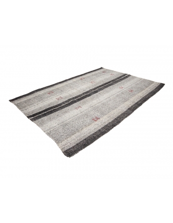 Gray & Black Vintage Kilim Rug - 7`3" x 10`0"