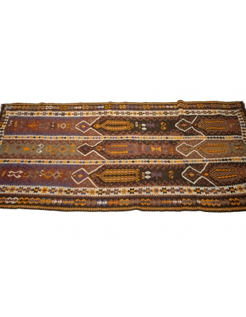 Vintage Decorative Turkish Kars Kilim Rug - 3`8" x 8`0"