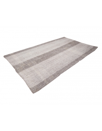 Vintage Gray Modern Turkish Kilim Rug - 6`7" x 11`4"