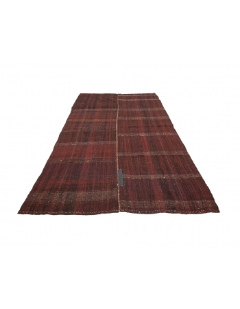 Burgundy Vintage Turkish Kilim Rug - 6`0" x 9`10"