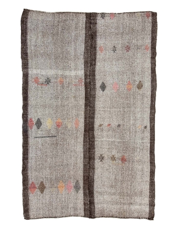 Gray & Brown Vintage Kilim Rug - 6`7" x 10`2"