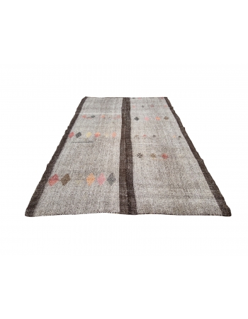 Gray & Brown Vintage Kilim Rug - 6`7" x 10`2"