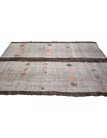 Gray & Brown Vintage Kilim Rug - 6`7" x 10`2"