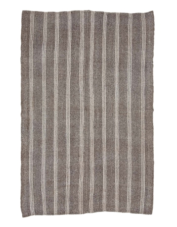 Gray & White Striped Vintage Kilim Rug - 6`11" x 10`6"