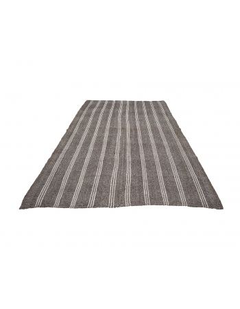 Gray & White Striped Vintage Kilim Rug - 6`11" x 10`6"