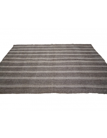 Gray & White Striped Vintage Kilim Rug - 6`11" x 10`6"