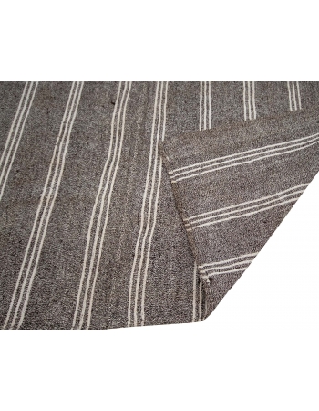 Gray & White Striped Vintage Kilim Rug - 6`11" x 10`6"