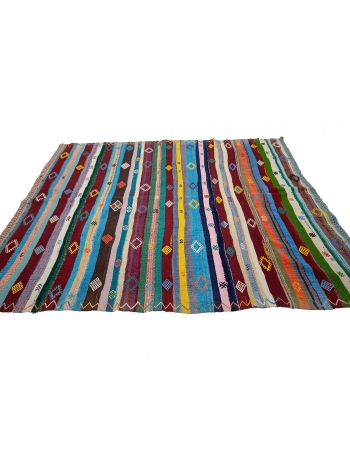 Colorful Striped Vintage Kilim Rug - 7`5" x 9`7"