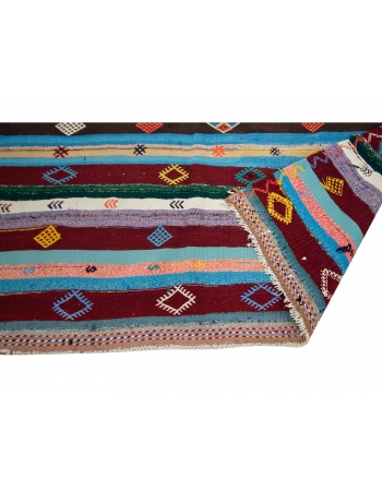 Colorful Striped Vintage Kilim Rug - 7`5" x 9`7"