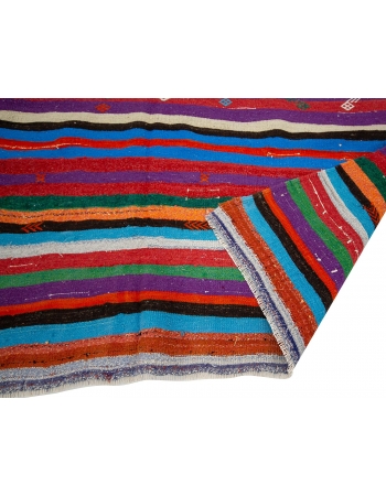 Striped Vibrant Colorful Kilim Rug - 7`3" x 10`8"