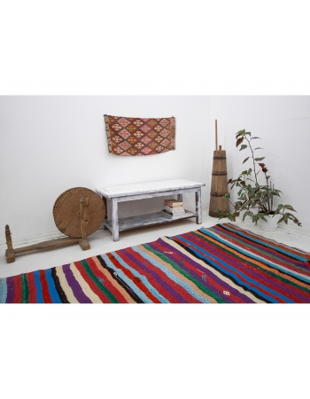 Striped Vibrant Colorful Kilim Rug - 7`3" x 10`8"