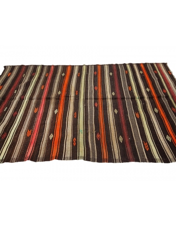 Orange & Brown Vintage Kilim Rug - 6`1" x 10`0"