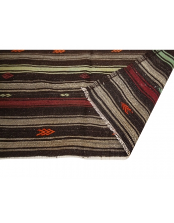 Orange & Brown Vintage Kilim Rug - 6`1" x 10`0"