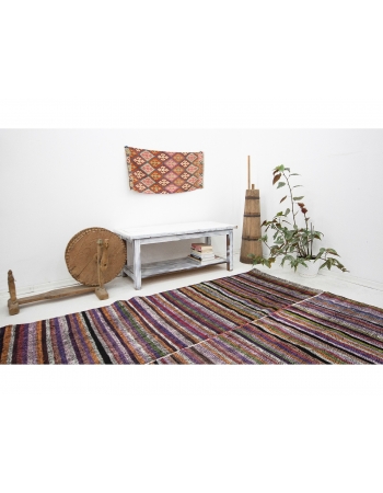 Colorful Striped Vintage Kilim Rug - 5`6" x 9`11"