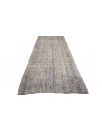 Gray Vintage Modern Turkish Kilim Rug - 4`8" x 11`4"