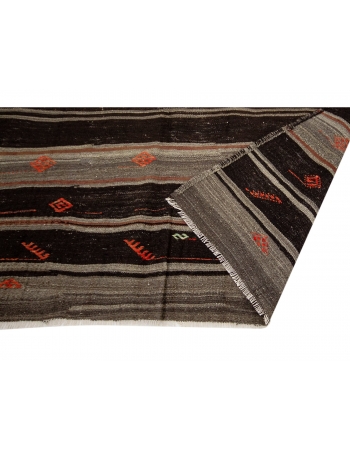 Brown & Gray Vintage Goat Hair Kilim Rug - 6`4" x 11`2"