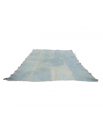 Light Blue Squre Vintage Unique Cotton Kilim Rug - 9`10" x 9`10"