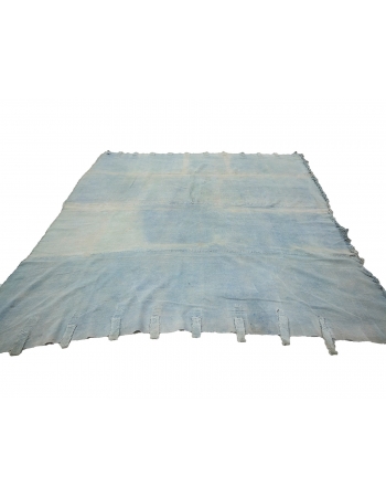 Light Blue Squre Vintage Unique Cotton Kilim Rug - 9`10" x 9`10"