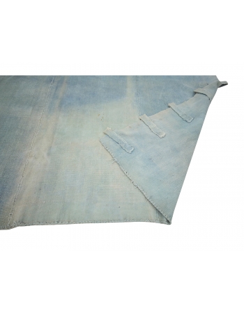 Light Blue Squre Vintage Unique Cotton Kilim Rug - 9`10" x 9`10"