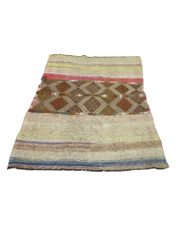 Decorative Vintage Turkish Kilim Rug - 4`3" x 5`1"