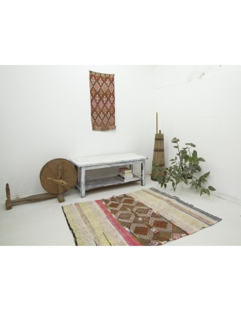 Decorative Vintage Turkish Kilim Rug - 4`3" x 5`1"