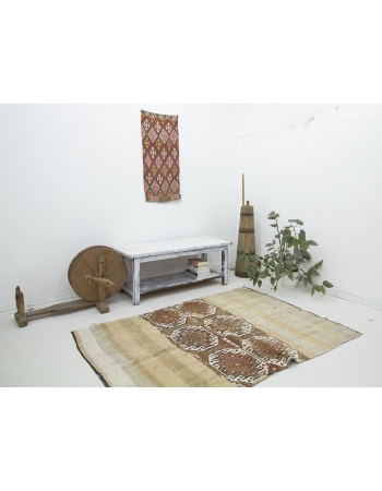 Vintage Decorative Turkish Marash Kilim - 4`8" x 6`1"