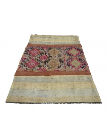 Decorative Vintage Turkish Kilim Rug - 4`6" x 5`9"