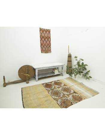 Vintage Modern Decorative Small Kilim Rug - 4`6" x 5`7"