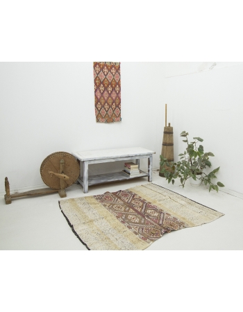 Decorative Vintage Small Kilim Rug - 4`9" x 4`11"