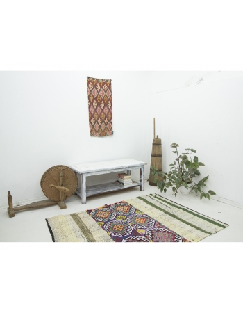 Vintage Decorative Turkish Kilim Rug - 4`4" x 5`8"
