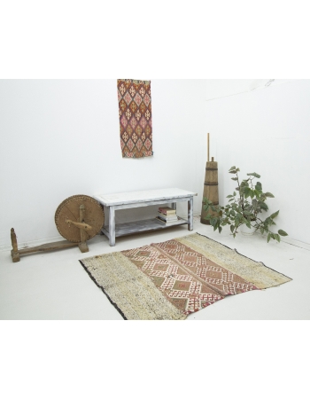 Decorative Small Vintage Kilim Rug - 4`4" x 4`8"