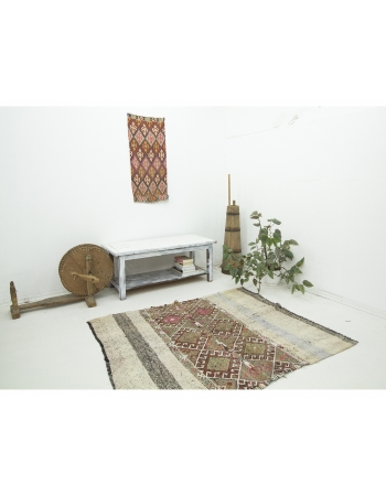 Vintage Small Decorative Marash Kilim Rug - 4`11" x 5`5"