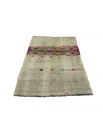 Decorative Vintage Small Kilim Rug - 4`0" x 5`2"