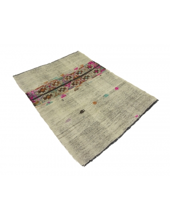 Decorative Vintage Small Kilim Rug - 4`0" x 5`2"