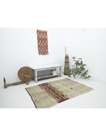 Decorative Vintage Small Kilim Rug - 4`0" x 5`2"