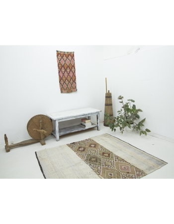 Vintage Turkish Small Decorative Kilim Rug - 5`0" x 5`3"