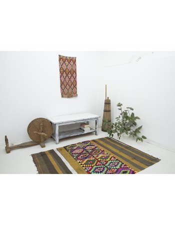 Unique Decorative Turkish Vintage Small Kilim - 4`6" x 6`0"