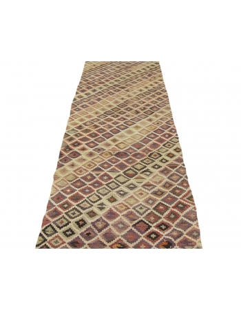 Decorative Vintage Turkish Kilim Runner - 3`1" x 13`11"