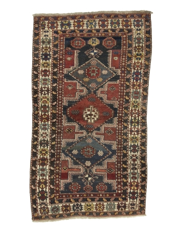 Antique Decorative Caucasian Wool Rug - 3`10" x 6`7"