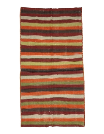 Colorful Striped Vintage Kilim Rug - 5`3" x 9`8"