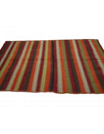 Colorful Striped Vintage Kilim Rug - 5`3" x 9`8"