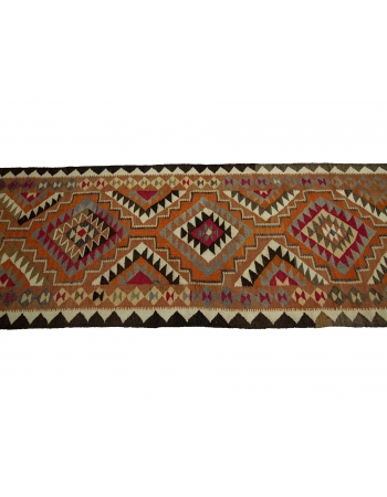 Orange & Brown Vintage Kilim Runner - 3`2" x 10`8"