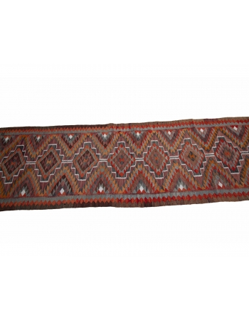 Handwoven Vintage Kilim Runner Rug - 2`11" x 10`10"