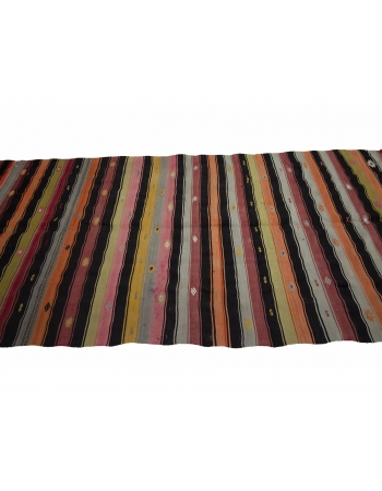 Striped Colorful Vintage Kilim Rug - 5`1" x 10`11"