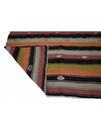 Striped Colorful Vintage Kilim Rug - 5`1" x 10`11"