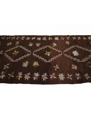 Brown Vintage Unique Kilim Rug - 4`11" x 10`4"