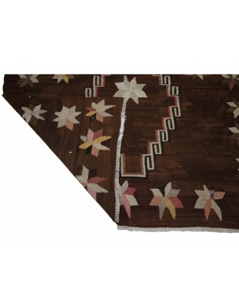 Brown Vintage Unique Kilim Rug - 4`11" x 10`4"