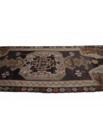 Handwoven Vintage Turkish Kars Kilim Rug - 5`5" x 13`9"