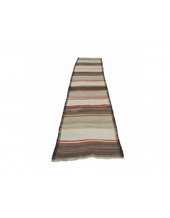 Modern Vintage Kilim Runner Rug - 2`9" x 10`9"